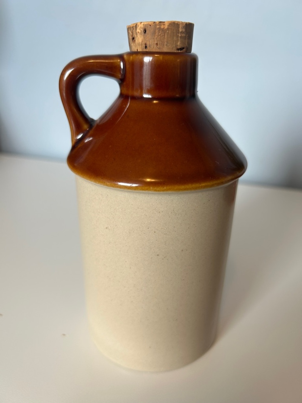 Vintage Japan Stoneware Jug 
 Rustic Brown Beige Pottery 6”